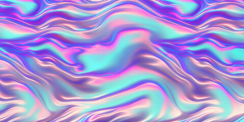 holographic 80s pink blue cyan magenta liquid background with waves