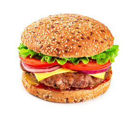 fresh tasty burger isolated on a white background.