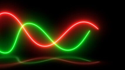 neon sign background. wavy red and green laser motion animation, 4k video