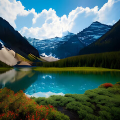 lake and mountains