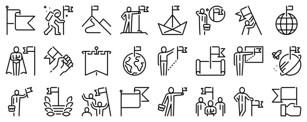 Line icons about mission on transparent background with editable stroke.