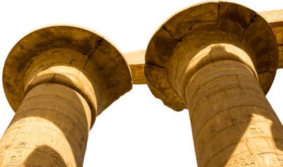 Karnak Temple, Colossal sculptures of ancient Egypt in the Nile Valley in Luxor, Embossed hieroglyphs on the wall.