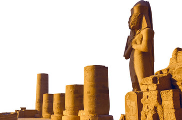 Karnak Temple, Colossal sculptures of ancient Egypt in the Nile Valley in Luxor, Embossed...