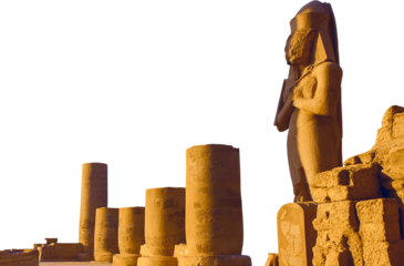 Karnak Temple, Colossal sculptures of ancient Egypt in the Nile Valley in Luxor, Embossed hieroglyphs on the wall.