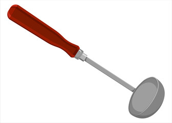 Kitchen tool isolated on white background. 
Solid ladle