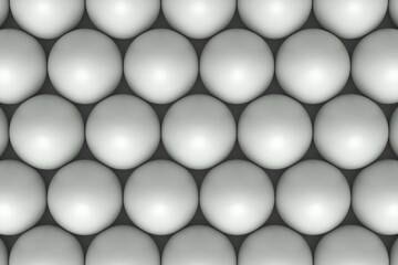 Many farm raw organic white chicken eggs background from local market