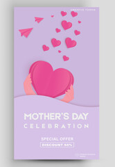 Fototapeta na wymiar Happy Mother's Day. Editable post template for banner sale, presentation, invitation, stories, streaming.