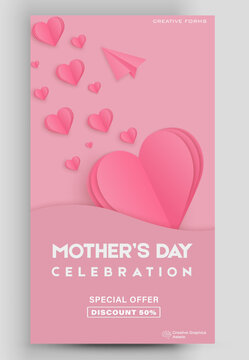 Happy Mother's Day. Editable post template for banner sale, presentation, invitation, stories, streaming.