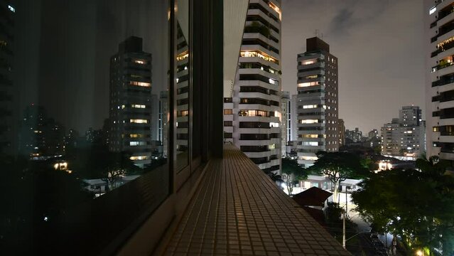 Sao Paulo - SP, Brazil: Time-lapse on the city's central region overnight, view from the window of a residential apartment, Aclimacao neighborhood. 