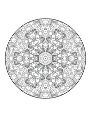 Coloring book page. Round gradient mandala on white isolated background.  Vector ethnic oriental circle ornament. Mandala. Vintage decorative elements. Hand drawn background. Islam, Arabic, Indian