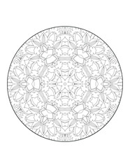 Coloring book page. Round gradient mandala on white isolated background.  Vector ethnic oriental circle ornament. Mandala. Vintage decorative elements. Hand drawn background. Islam, Arabic, Indian