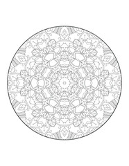 Coloring book page. Round gradient mandala on white isolated background.  Vector ethnic oriental circle ornament. Mandala. Vintage decorative elements. Hand drawn background. Islam, Arabic, Indian