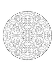 Coloring book page. Round gradient mandala on white isolated background.  Vector ethnic oriental circle ornament. Mandala. Vintage decorative elements. Hand drawn background. Islam, Arabic, Indian