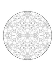 Coloring book page. Round gradient mandala on white isolated background.  Vector ethnic oriental circle ornament. Mandala. Vintage decorative elements. Hand drawn background. Islam, Arabic, Indian