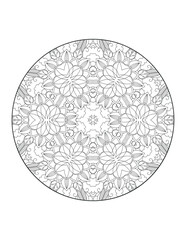 Coloring book page. Round gradient mandala on white isolated background.  Vector ethnic oriental circle ornament. Mandala. Vintage decorative elements. Hand drawn background. Islam, Arabic, Indian