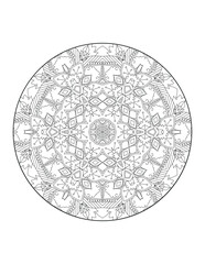 Coloring book page. Round gradient mandala on white isolated background.  Vector ethnic oriental circle ornament. Mandala. Vintage decorative elements. Hand drawn background. Islam, Arabic, Indian