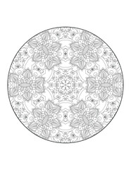 Coloring book page. Round gradient mandala on white isolated background.  Vector ethnic oriental circle ornament. Mandala. Vintage decorative elements. Hand drawn background. Islam, Arabic, Indian