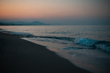 mediterranean sea in Alanya Turkey. Sunset at the sea