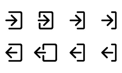 Entrance and exit vector icons. Sing in and sign out,  isolated. Vector EPS 10