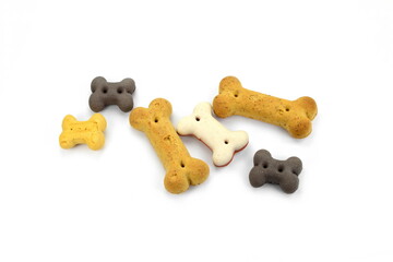 Bones cookies for dogs on a white background. Dog cookies isolated in white.