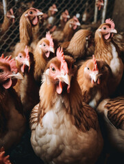 Chickens inside a chicken farm-Generative AI