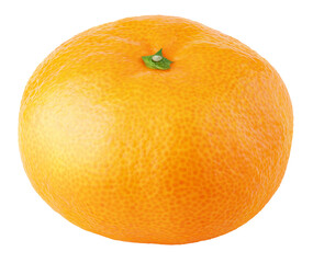 Whole flat tangerine or orange citrus fruit isolated on transparent background. Full depth of field.