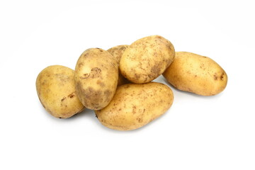 Ripe potatoes isolated on white background
