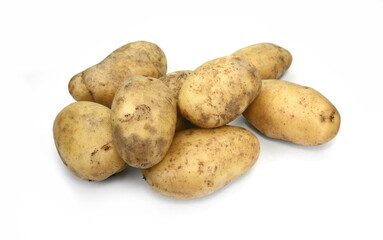 Ripe potatoes isolated on white background