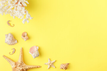 Summer holiday background with beach items.