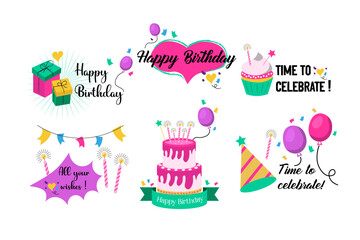 Happy Birthday cute and funny hand drawn collection 