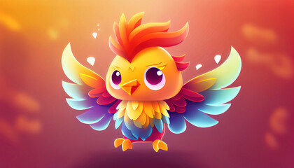 3D Illustration of cute phoenix. Generative AI. 
