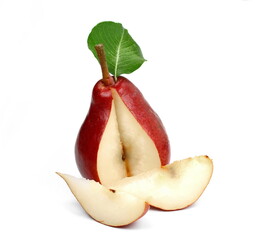 Isolated pears. Red pear fruits isolated on white background