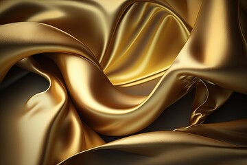 Yellow gold silk satin abstract background. AI generated