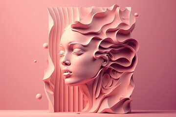 Modern abstract woman's head sculpture design. Generative AI.