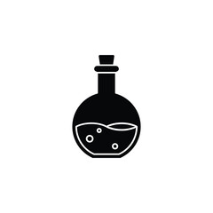 Magic Bottles liquid potion fantasy elixir silhouette icon.  Vector illustration.