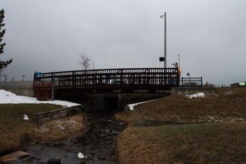 bridge over the river in winter