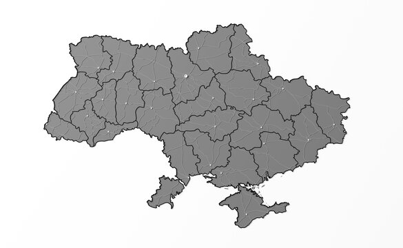 Ukraine map. Ukraine. Europe. War in Ukraine. White background. 3D Illustration.
