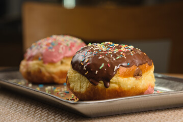 chocolate donuts clouse up