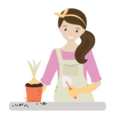 woman planting flowers