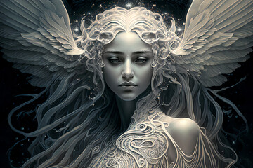 Angel or goddess AI generative  - obrazy, fototapety, plakaty