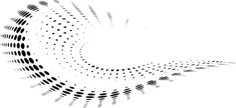 Halftone radiant dotted polka dot border with a delicate spread. Vector.