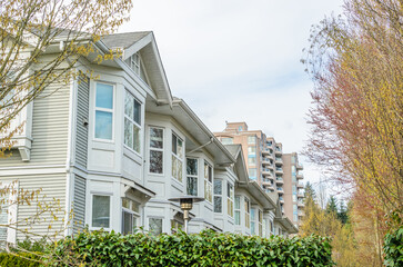 Modern apartment buildings in Richmond, British Columbia, Canada.