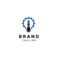 Gear Lamp Key In One Icon Logo Design. Automotive Industry Design Symbol In Gear Lamp And Key Icon.
