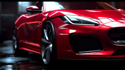 luxury red sport car wallpaper Generative AI - obrazy, fototapety, plakaty