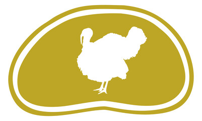 Turkey Silhouette in the Meat Shape for Logo,Label, Mark, Tag, Pictogram or Graphic Design Element. The Turkey is a large bird in the genus Meleagris.Format PNG