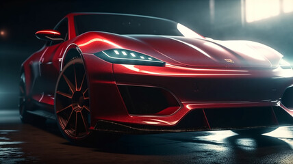 Fototapeta na wymiar luxury red sport car wallpaper Generative AI