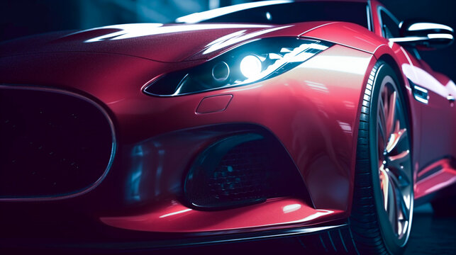 luxury red sport car wallpaper Generative AI