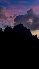 Folding Layers of Mountain Range, Geological Event, Patagonia, Moody Day, Mountain Folds, Vertical Shot