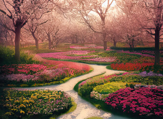 a beautiful garden in springtime