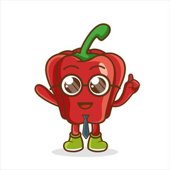 red bell pepper as a businessman. wearing tie and glasses